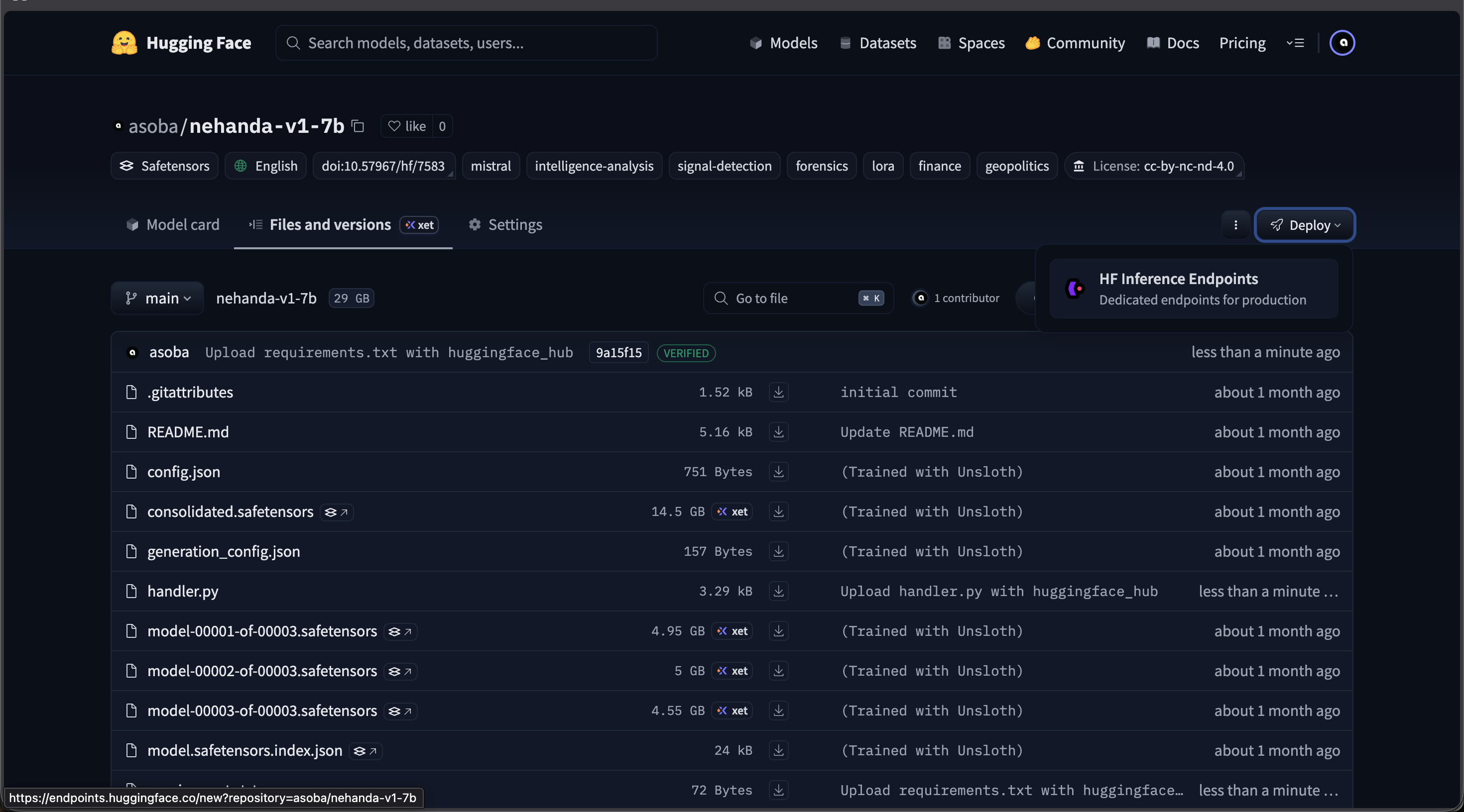 Nehanda v1 model page on Hugging Face