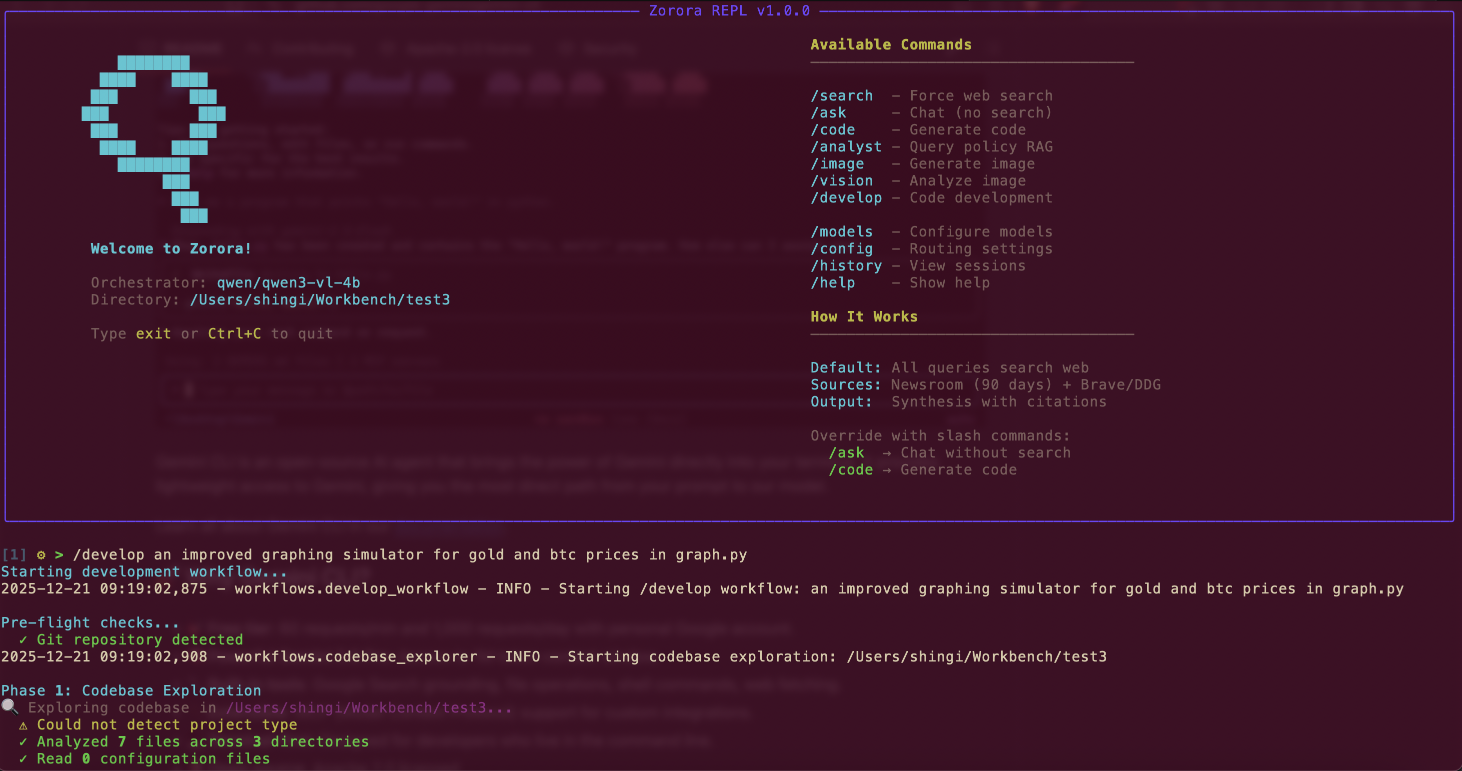 Zorora Terminal REPL
